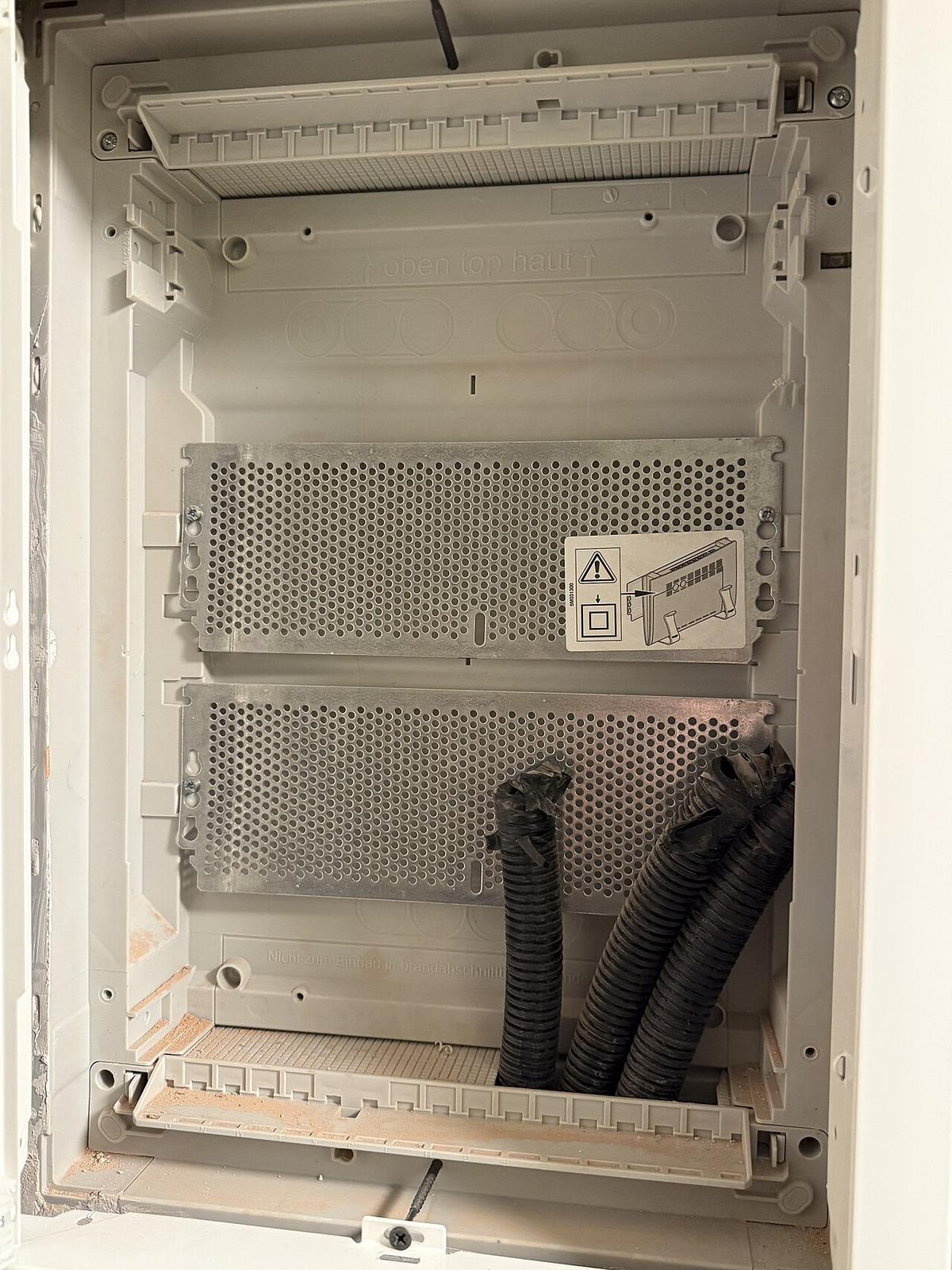 Residential electrical panel with labeled circuit breakers