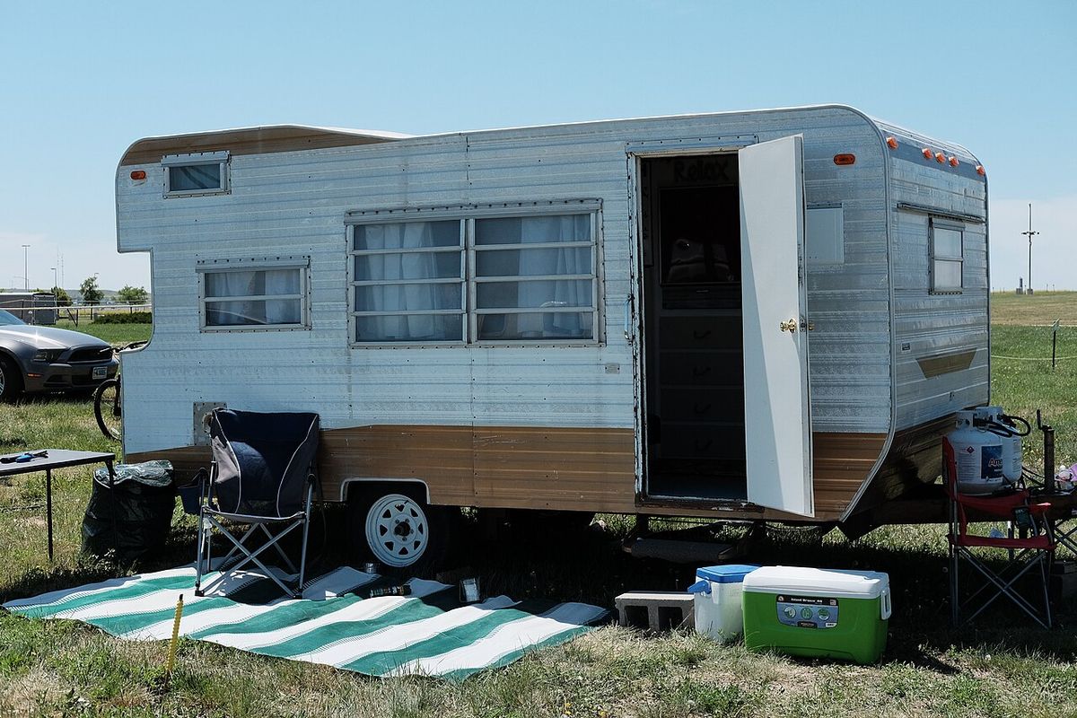 Travel trailer RV at a campsite
