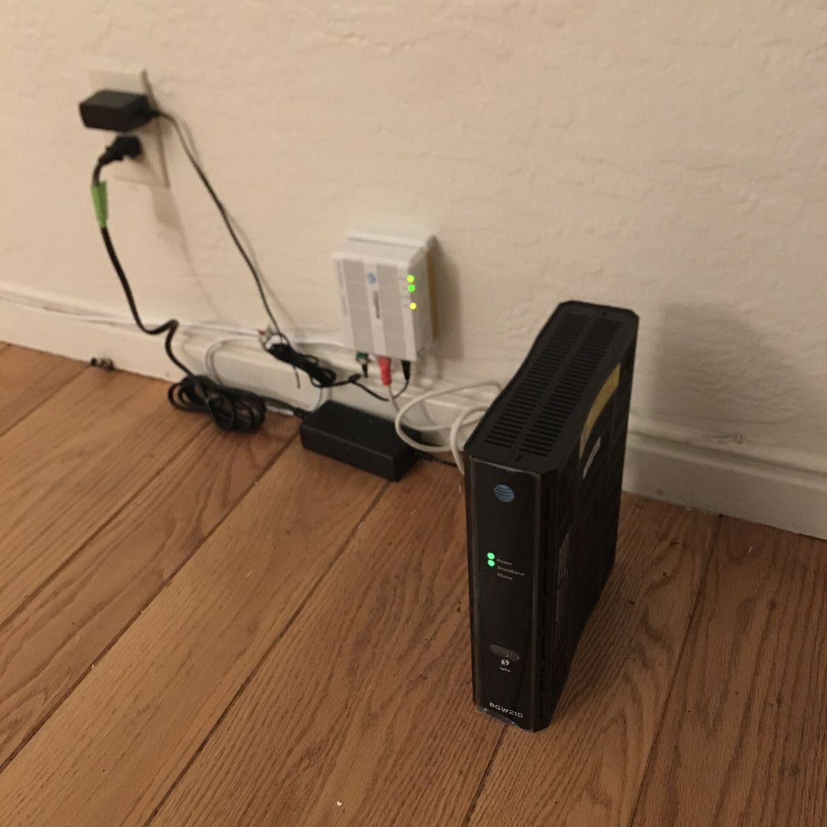 A home fiber internet gateway and network terminal installed by the wall