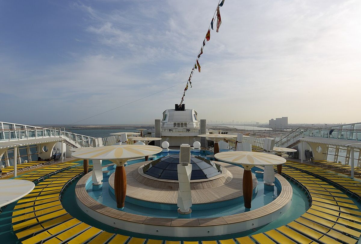 Cool decking around a swimming pool