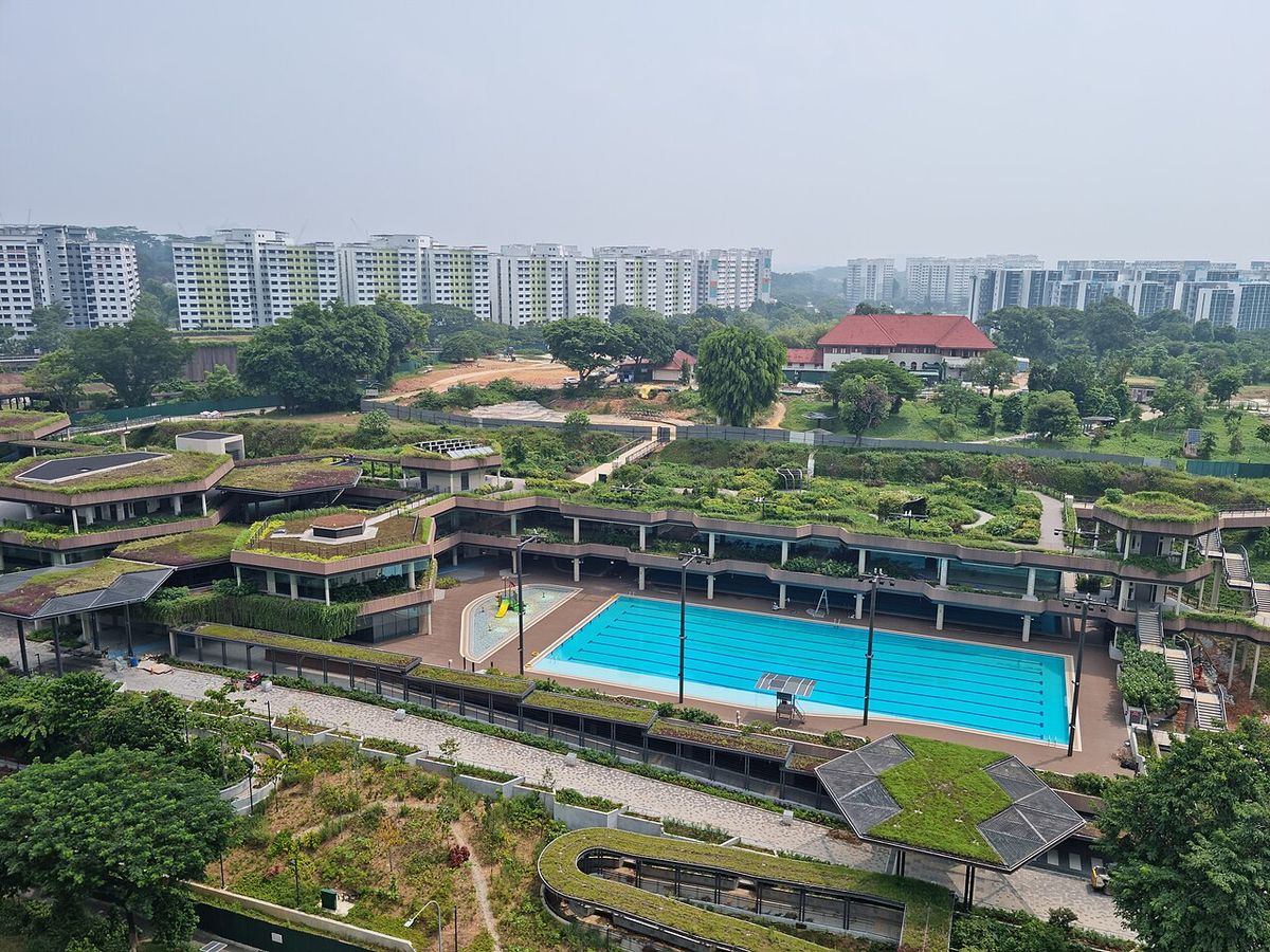 Pool cover being removed for spring opening
