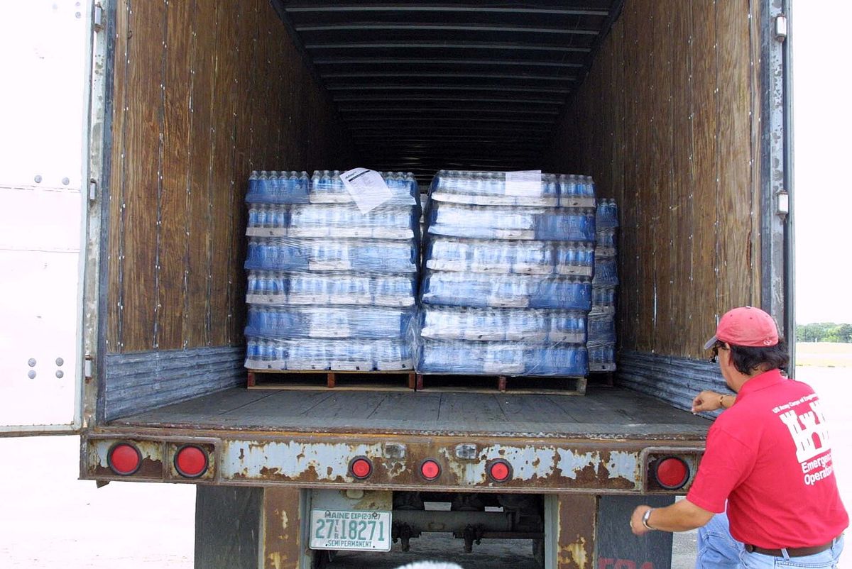Water truck delivering pool water