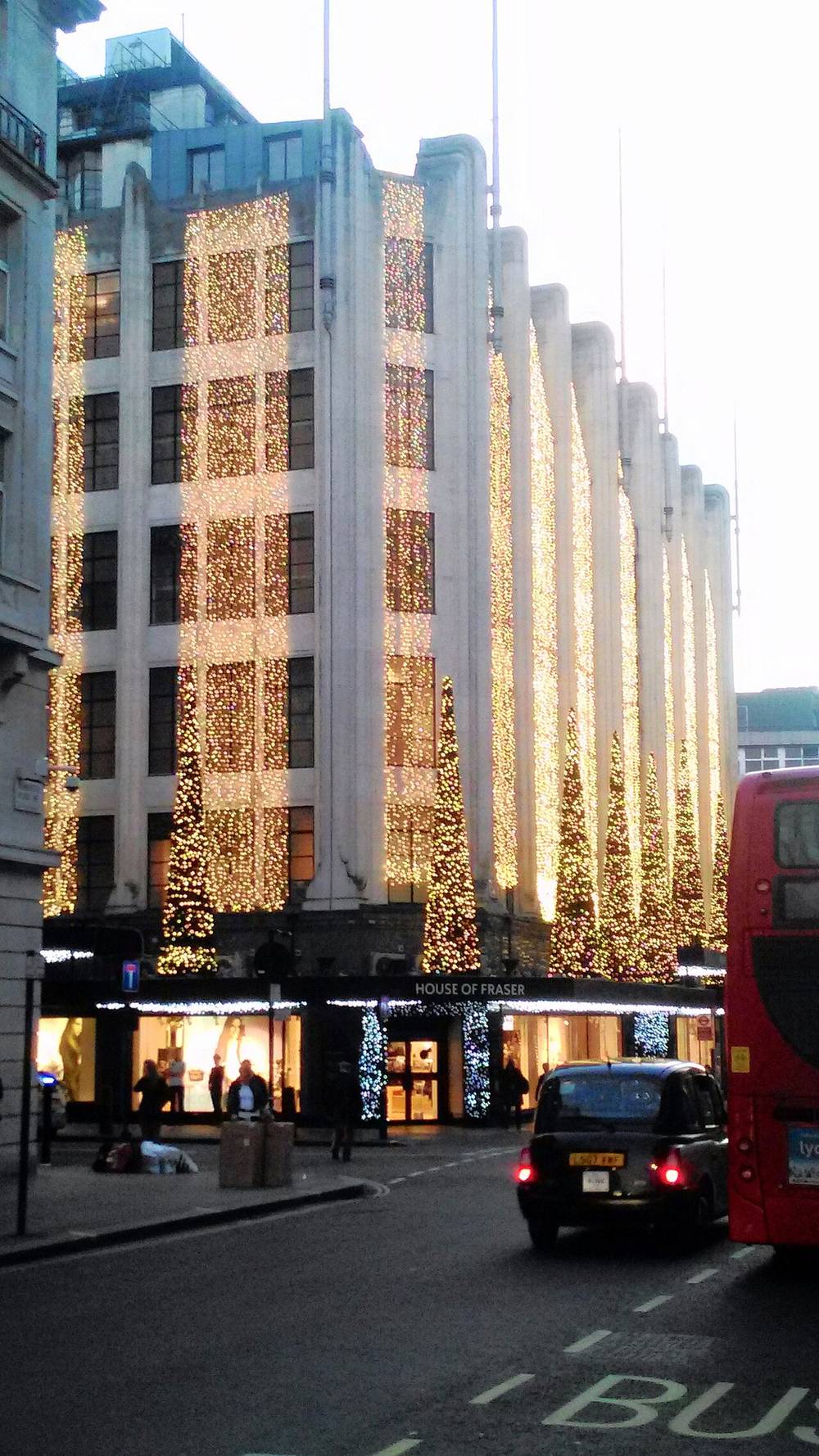 House decorated with holiday string lights