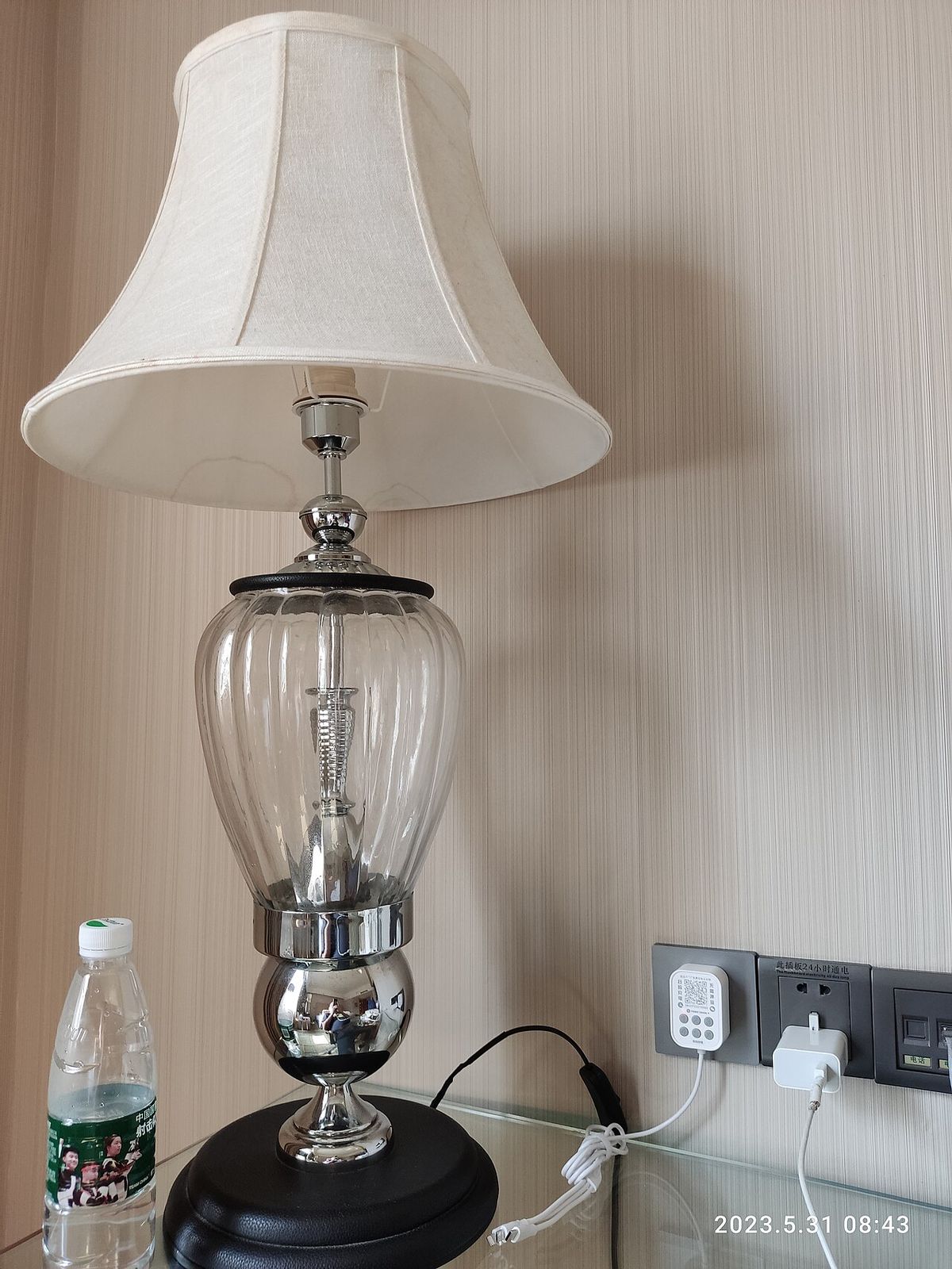 Bright bedroom in the morning with automated shades